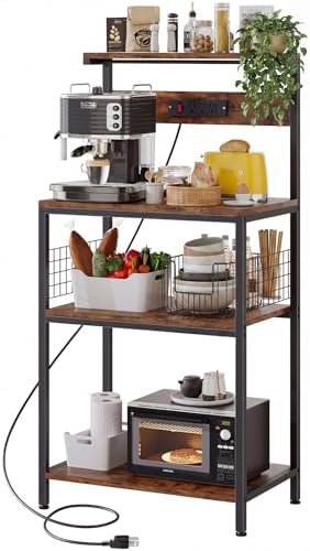 DUMOS 23.6" Microwave Stand with Power Outlet