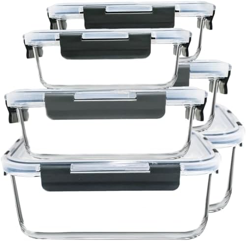 M MCIRCO 6-Pack Extra Large Glass Food Storage Containers with Lids