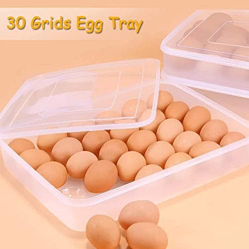 Covered Egg Holder for Refrigerator,30 Deviled Egg Tray with