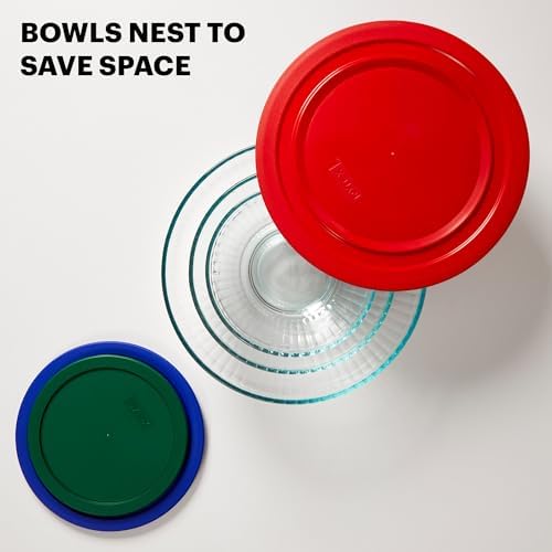 Pyrex Sculpted 3-Pack Glass Mixing Bowls with Plastic Lids