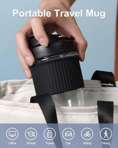 Sivaphe Reusable Glass Ice Hot Coffee Cup 16 oz, Portable Travel Mug