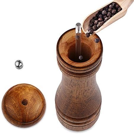 Pepper Grinder - 8 inch Pepper Mill Oak Wooden Pepper Mill Grinder Refillable - Image 9