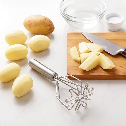 HIC Kitchen 2-In-1 Mix N’Masher Potato Masher, 18/8 Stainless Steel