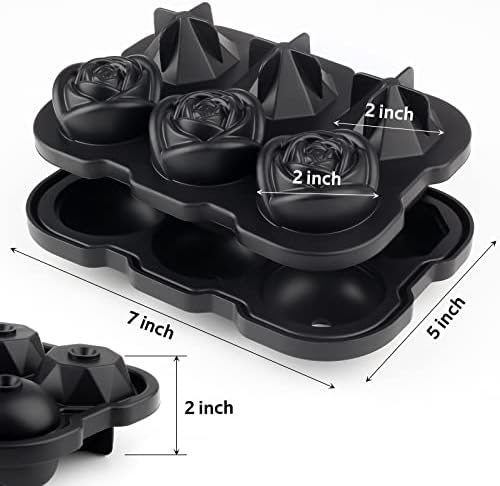 Ice Cube Tray, Mikiwon 2 inch Rose Ice Cube Trays With Covers, 3