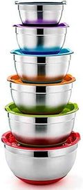 P&P CHEF Stainless Steel Mixing Bowls With Lids, Set of 6, Multicolor