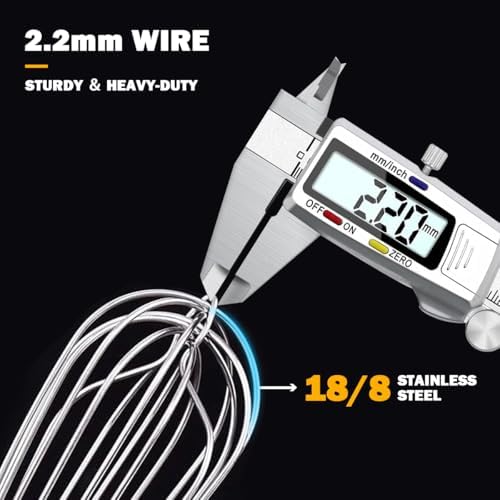 18/8 Stainless Steel Large Whisk Set of 2, 15.5 inch Heavy Duty Long