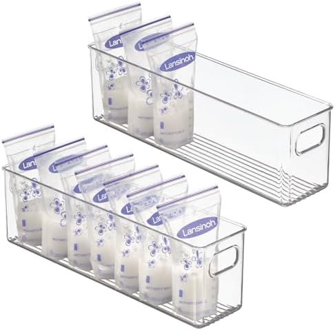 mDesign Plastic Long Stackable Storage Organizer Container