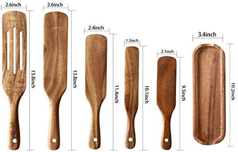 QWKIT 6-Piece Teak Wood Spurtle Set