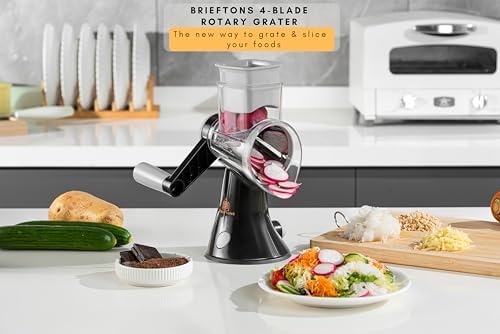 Brieftons 4-Blade Rotary Cheese Grater with Handle