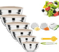 Khaki Stainless Steel Mixing Bowls with Lids Set, 6pcs