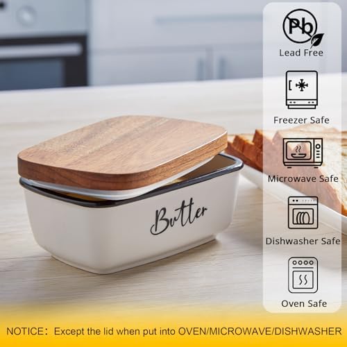 Butter Dish with Lid, ALELION Large Ceramic Butter Dish for