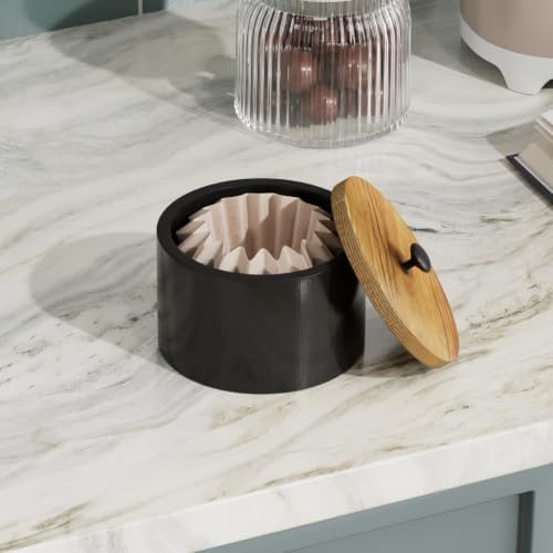 Wooden Coffee Filter Holder for Counter, Large Coffee Filter Storage