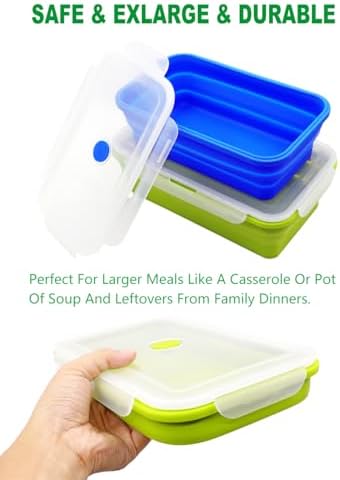 Set of 2 Extra Large Collapsible Silicone Food Storage Containers With