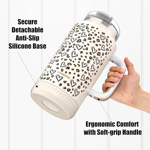 Hydraful 64 oz Tumbler with Handle and Straw - 100% Leak-Proof