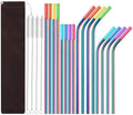 Metal Straws, 16Pcs/Set Vibrant Color Straws with Silicone Tips