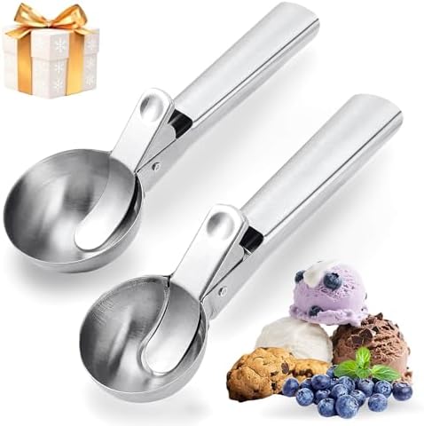 Ice Cream Scoop Set, 2Pcs Metal Ice Cream Scoopers With Trigger