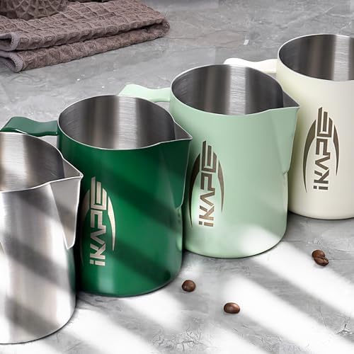 IKAPE Espresso Milk Pitcher, Espresso Steaming Pitcher with Sharp