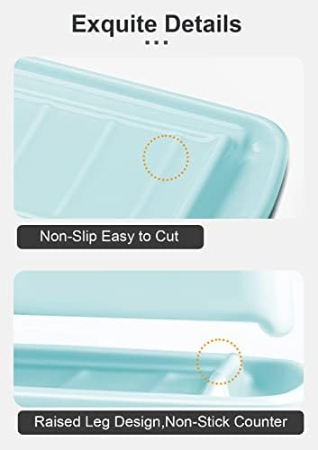Ceramic Butter Dish with Lid for Countertop, Non-Slip Strip, Lake Blue