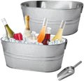 2 Pack 4 Gallon Galvanized Tub Ice Buckets for Parties Portable