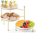 Tiered Serving Tray for Party, 10 Inch Dessert Display Stand, Gold