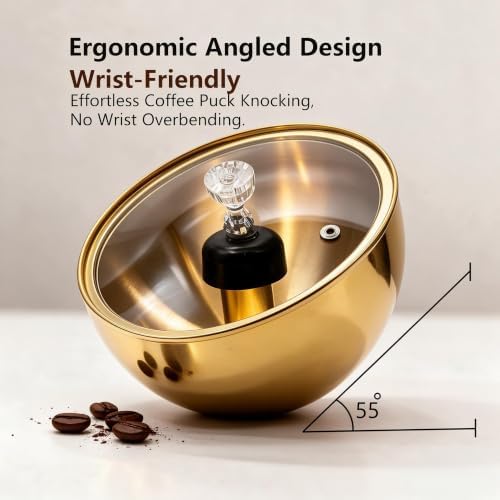 Stainless Steel Espresso Knock Box Coffee Knock Box with Glass Lid and