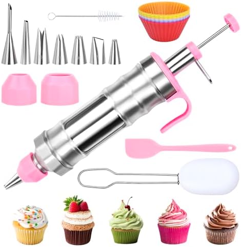 FACIACC Dessert Decorating Syringe Set, Stainless Frosting Piping Kit