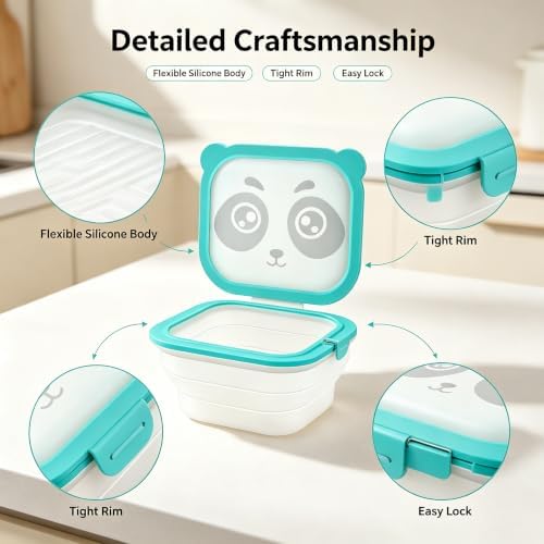 Silicone Food Storage Containers,Camping Bowl with Lids
