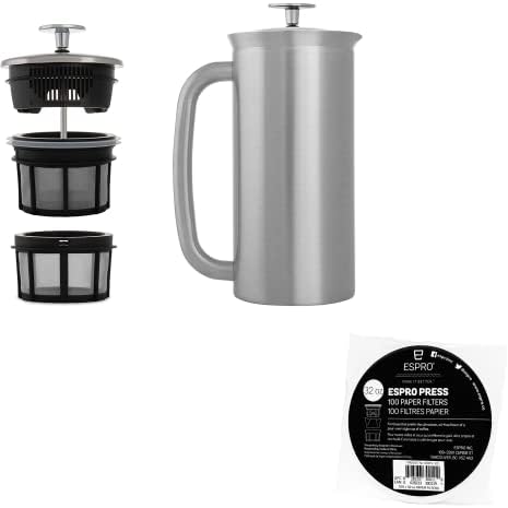 ESPRO P7 French Press, 32 Oz, Brushed Stainless Steel