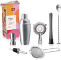 Vacu Vin Cocktail Set Plus, 7-Piece Stainless Steel Bartender Kit with