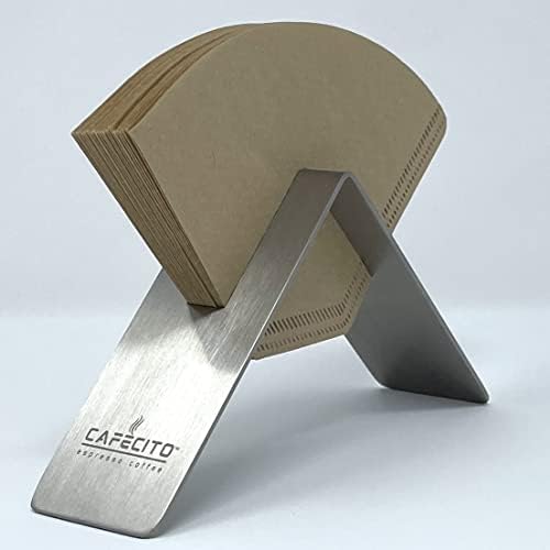 CAFECITO Coffee Filter Holder Stand – Platinum Stainless Steel Cone