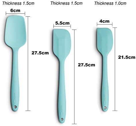 3-Piece Silicone Spatula Set, 600°F Heat Resistant, Aqua Sky