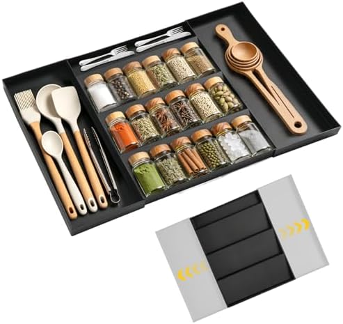 Expandable Drawer Organizer for Utensils & Office – 5 Compartment + 2