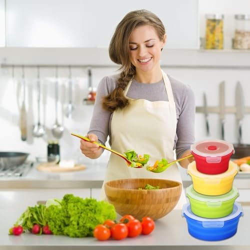 4 Collapsible Food Storage Containers, Silicone Food Storage