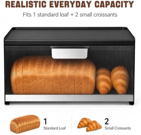 Metal Bread Box for Kitchen Countertop, 10 Qt Morden Small Breadbox