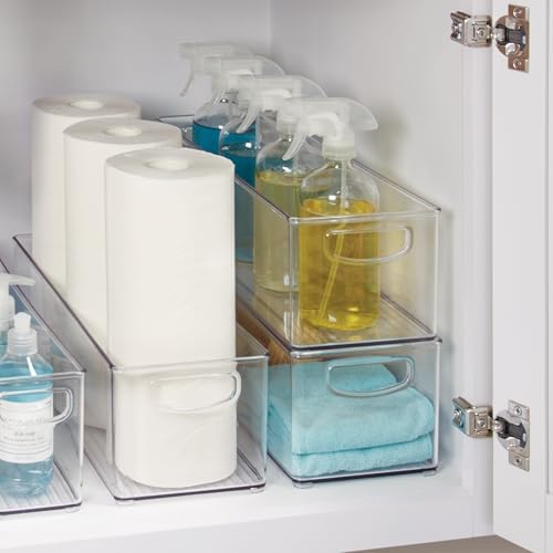 iDesign Plastic Stackable Pantry Bin with Handles, Set of 2, Clear
