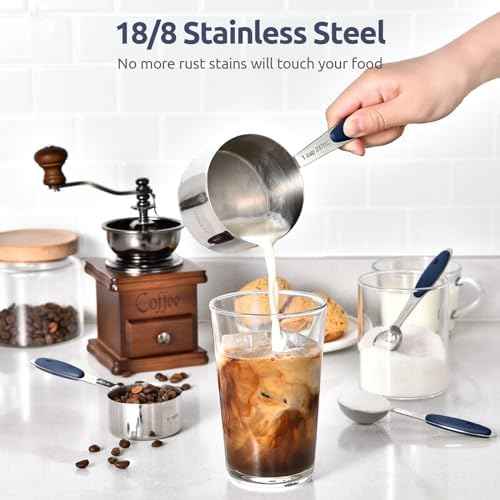 U-Taste Measuring Cups Spoons Set, 18/8 Stainless Steel, 12Pc/Midnight Blue