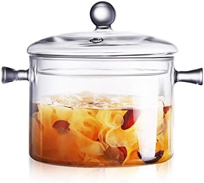 Glass Saucepan with Cover, 1.5L/50 FL OZ Heat-resistant Glass Stovetop