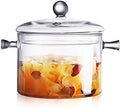 Glass Saucepan with Cover, 1.5L/50 FL OZ Heat-resistant Glass Stovetop