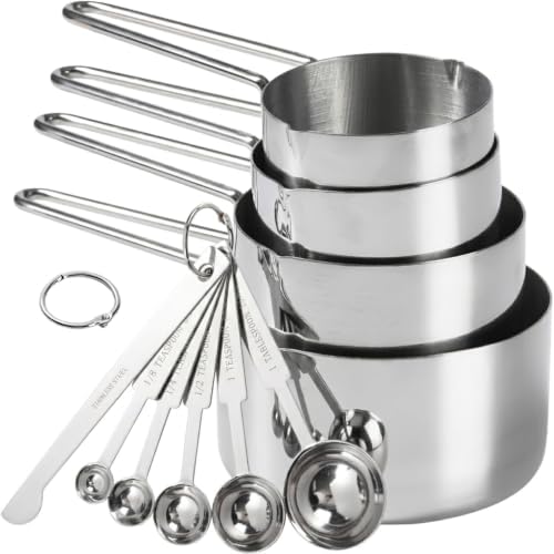 10-Piece Stainless Steel Measuring Cups and Spoons Set for Home Baking
