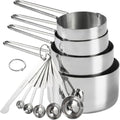 10-Piece Stainless Steel Measuring Cups and Spoons Set for Home Baking