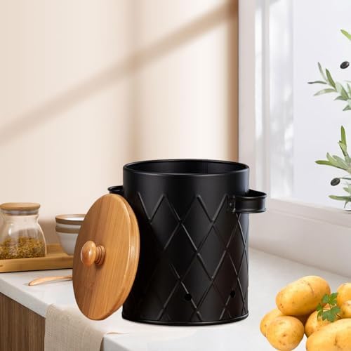 KLKCMS Vegetable Storage Bin for Potatoes Onions Garlic, Carbon Steel