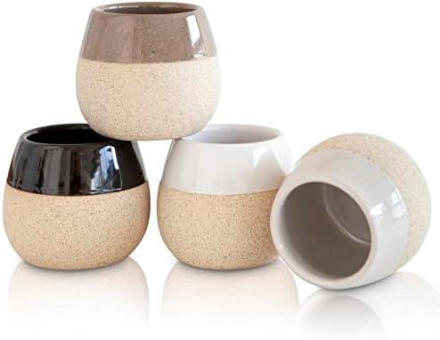 Ceramic Espresso Cups Set of 4, 4.5oz capacity - Small Modern Coffee