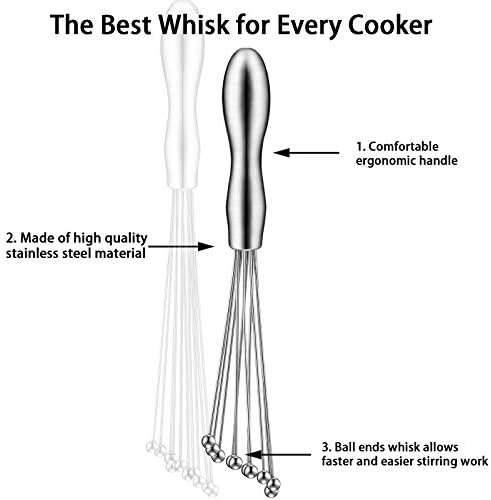 Patelai 2 Pcs Ball Whisks for Cooking Stainless Steel, 10,12 Inch