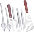 Cridoz 7 Pcs Stainless Steel Kitchen Cooking Plating Tweezers Tongs