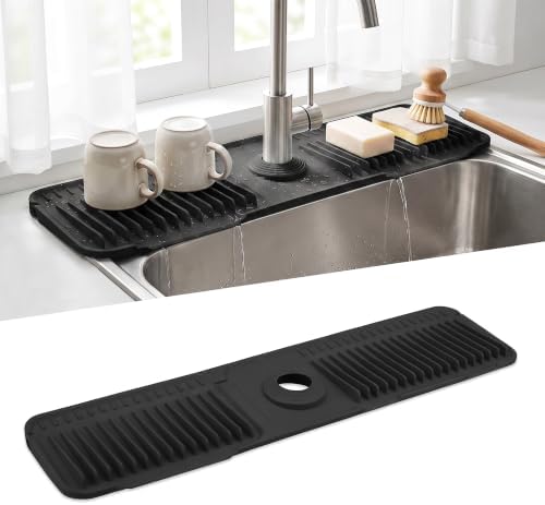 Silicone Faucet Mat,Kitchen Sink Mat with Buttons