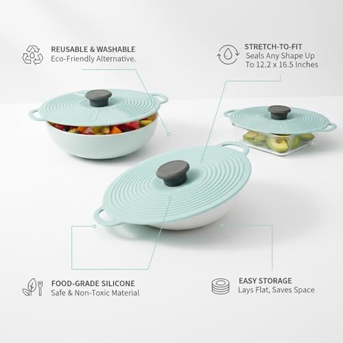 Silicone Stretch Lid for Bowls up to 12.2 Inches, 1 Pack