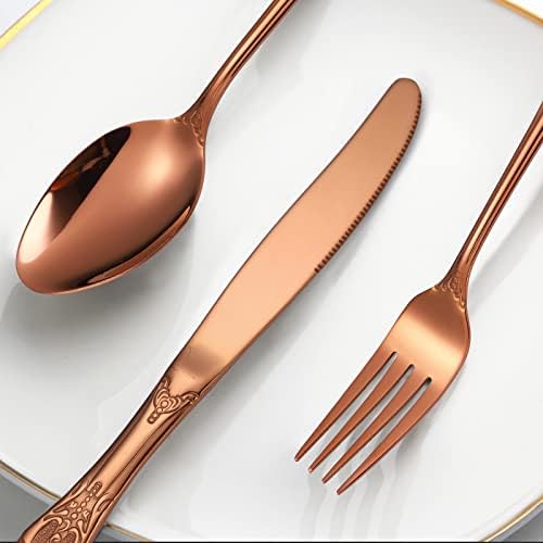 Royal Flatware Set for 4 Copper/Rose Gold Silverware Stainless Steel