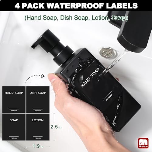 GMISUN Kitchen Soap Dispenser Set, 12 fl oz/350 ml, Black
