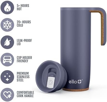 Ello Magnet 18oz Insulated Stainless Steel Travel Mug with Handle