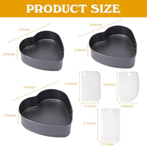 Heart Springform Pan Set, Not-Stick Cheesecake Pans with Removable
